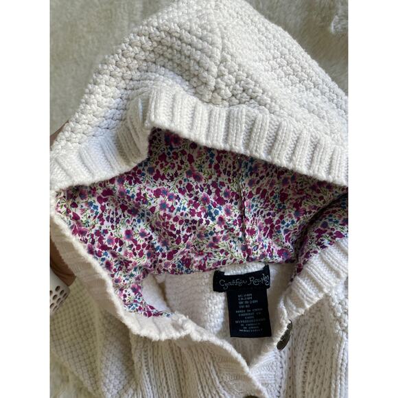 Cynthia Rowley Cozy Crochet Knit Winter White Hooded Sweater Toddler 24 Months - Picture 6 of 7